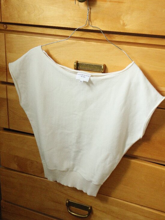 Tops - off shoulder/boat neck cream knit top